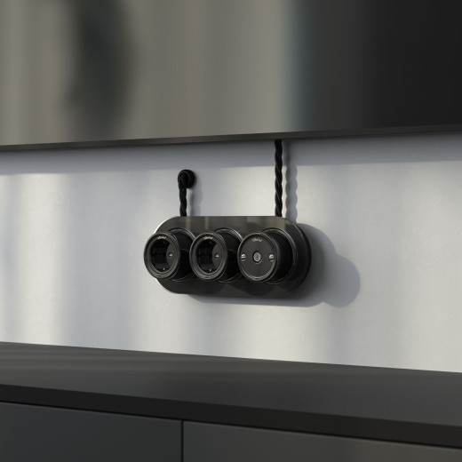 ТВ розетка черный ретро WL18-02-05