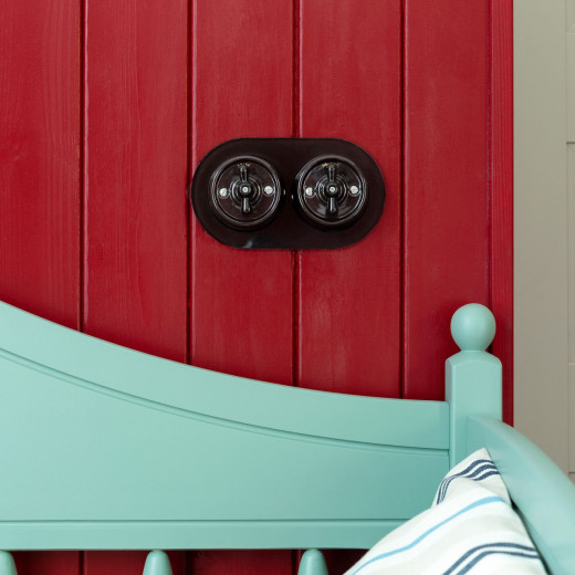 Выключатель на 4 положения двухклавишный черный ретро W5620008