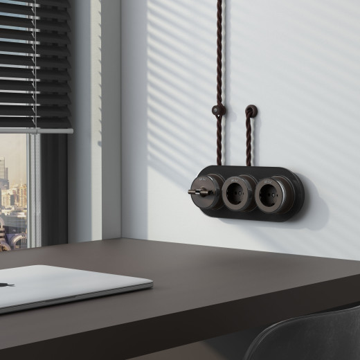 Втулка для вывода кабеля из стены 2 шт. коричневая ретро W6421114