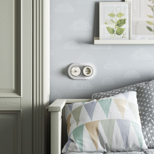 Выключатель на 4 положения двухклавишный Vintage слоновая кость матовый/хром W5822055