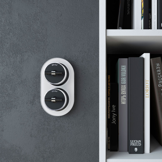 Переключатель/выключатель одноклавишный Vintage черный матовый/хром W5812051