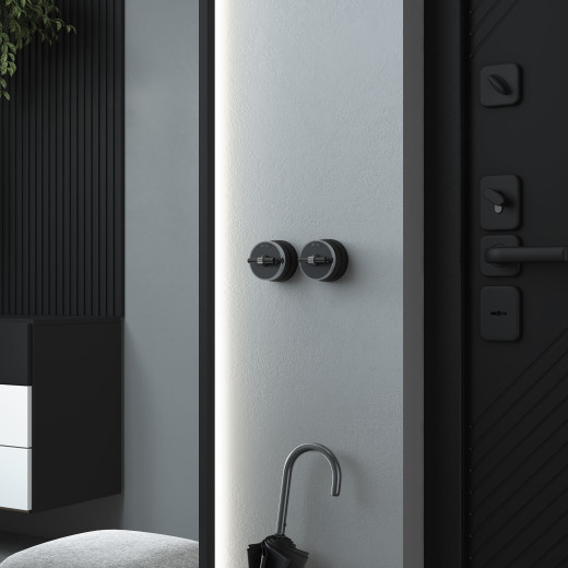 Выключатель на 4 положения двухклавишный Vintage черный матовый/хром W5822051